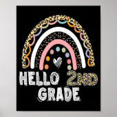 hallo tweede klas regenboog terug naar schoolthee poster (Voorkant)