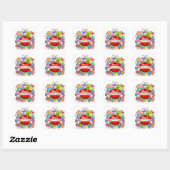 Hallo Tweede Klas Retro Appel Vierkante Sticker (Vel)