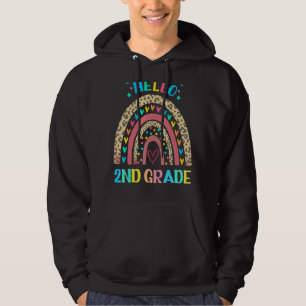 Hallo Tweede klas Retro Regenboog Hart Voor Leraar Hoodie