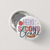 Hallo Tweede klas Terug naar School Ronde Button 3,2 Cm (Voorkant /achterkant)