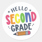 hallo tweede klas terug naar school ronde sticker (Voorkant)