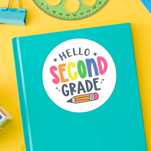 hallo tweede klas terug naar school ronde sticker