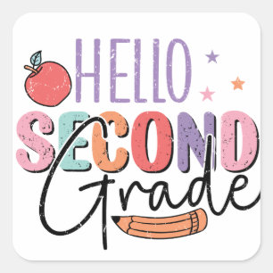 Hallo Tweede klas Terug naar School Vierkante Sticker