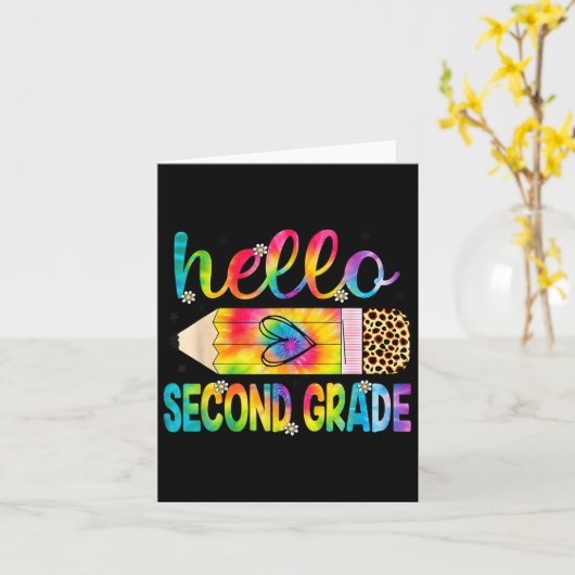 Hallo Tweedegraads potlood Dye Terug naar school 2 Kaart (Gele Bloem)