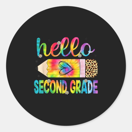 Hallo Tweedegraads potlood Dye Terug naar school 2 Ronde Sticker (Voorkant)