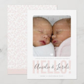 HALLO TWEELING FOTO GEBOORTE AANKONDIGING (Voorkant / Achterkant)