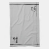 Hallo Tweetalig Zwart&grijs Hola-Hola Theedoek (Verticaal)