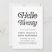 Hallo Twenty Modern Retro 20e verjaardag Kaart (Voorkant)