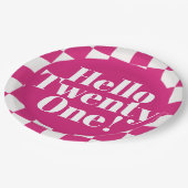 Hallo Twenty One Hot Pink 21st verjaardagsfeestje Papieren Bordje (Gekanteld)