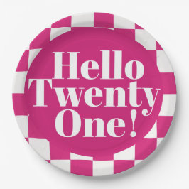 Hallo Twenty One Hot Pink 21st verjaardagsfeestje Papieren Bordje