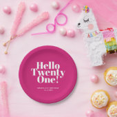 Hallo Twenty One Hot Pink 21st verjaardagsfeestje Papieren Bordje (Feest)