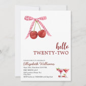 Hallo Twenty Two Cherry Martini Verjaardagsfeestje Kaart (Voorkant)