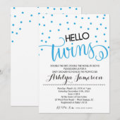 hallo Twins boy Baby shower Kaart (Voorkant / Achterkant)