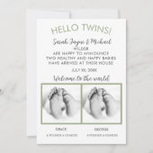 hallo Twins Photo Birth Announcement Kaart (Voorkant)