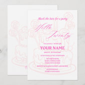 Hallo twintig eenvoudige en moderne verjaardagsuit kaart (Voorkant / Achterkant)