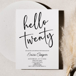 Hallo Twintig minimale elegante 20ste verjaardagsf Kaart