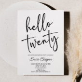 Hallo Twintig minimale elegante 20ste verjaardagsf Kaart