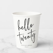 Hallo Twintig minimalistische 20e verjaardagsfeest Papieren Bekers (Achterkant)