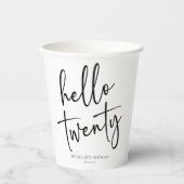 Hallo Twintig minimalistische 20e verjaardagsfeest Papieren Bekers (Voorkant)