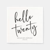 Hallo Twintig minimalistische 20e verjaardagsfeest Servet (Voorkant)