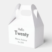 Hallo twintig verjaardag naam toevoegen est. Minim Bedankdoosjes (Achterkant)