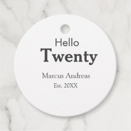 Hallo twintig verjaardag naam toevoegen est. Minim Bedankjes Labels