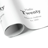 Hallo twintig verjaardag naam toevoegen est. Minim Cadeaupapier (Rol Hoek)