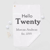 Hallo twintig verjaardag naam toevoegen est. Minim Golfhanddoek (Insitu)