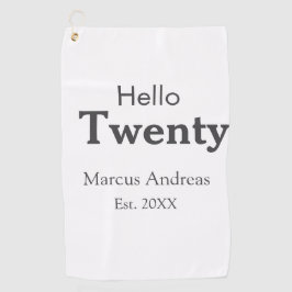 Hallo twintig verjaardag naam toevoegen est. Minim Golfhanddoek