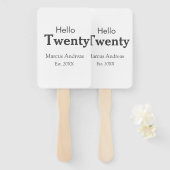 Hallo twintig verjaardag naam toevoegen est. Minim Handwaaier (Voorkant en achterkant)