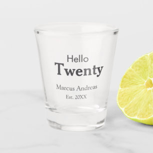 Hallo twintig verjaardag naam toevoegen est. Minim Shot Glas