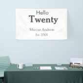 Hallo twintig verjaardag naam toevoegen est. Minim Spandoek (Beurs)