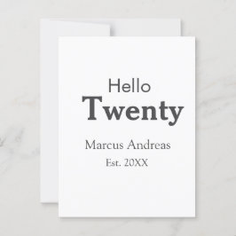 Hallo twintig verjaardag voeg naam toe opgericht.  briefkaart