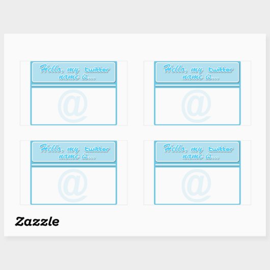 Hallo... twitter naamplaatje rechthoekige sticker (Vel)