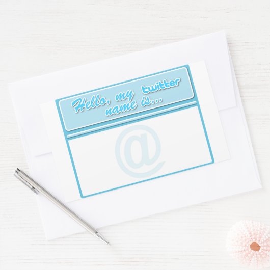 Hallo... twitter naamplaatje rechthoekige sticker (Envelop)