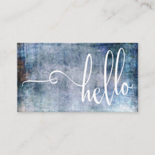 Hallo Typografie boven blauw en Paarse grunge Visitekaartje