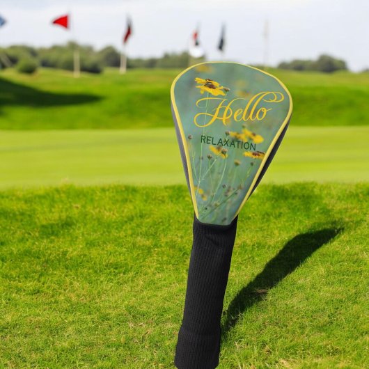 hallo Typografie Gele bloem Foto Golfheadcover
