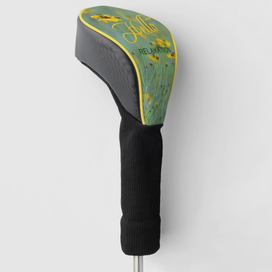 hallo Typografie Gele bloem Foto Golfheadcover (Schuin)