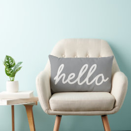 Hallo Typografie grijs Kussen
