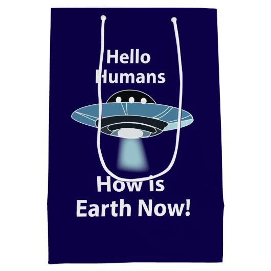 Hallo UFO Hoe is de aarde nu UFO? Medium Cadeauzakje (Achterkant)