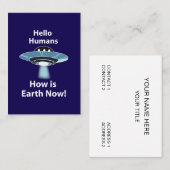 Hallo UFO Hoe is de aarde nu UFO? Visitekaartje (Voorkant / Achterkant)