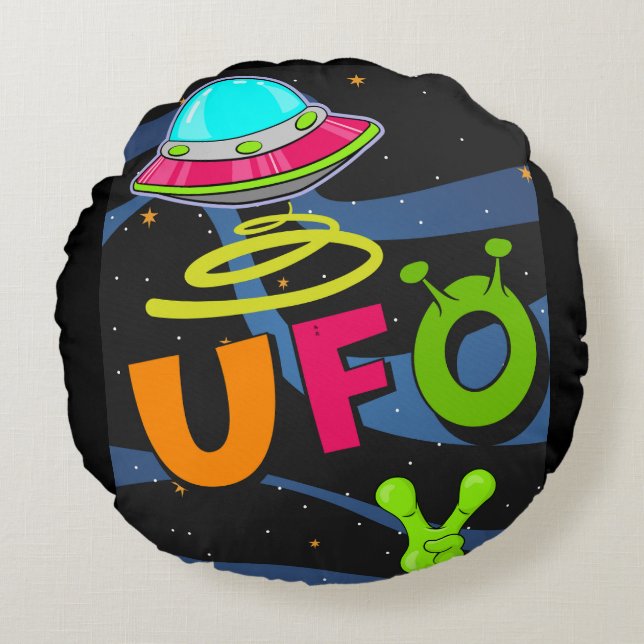hallo ufo in de ruimte zeg rond kussen (Voorkant)