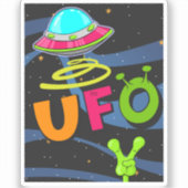 hallo ufo in de ruimte zeg sticker (Voorkant)