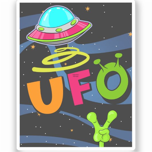 hallo ufo in de ruimte zeg sticker (Voorkant)