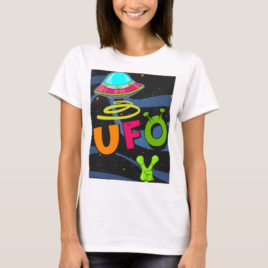 hallo ufo in de ruimte zeg t-shirt (Voorkant)