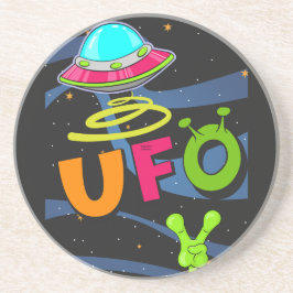 hallo ufo in de ruimte zeg zandsteen onderzetter