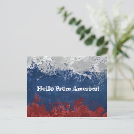 "Hallo uit Amerika" Rode Witte en blauwe Briefkaar Briefkaart (Staand voorkant)