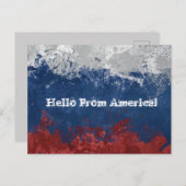 "Hallo uit Amerika" Rode Witte en blauwe Briefkaar Briefkaart (Voorkant / Achterkant)