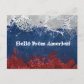 "Hallo uit Amerika" Rode Witte en blauwe Briefkaar Briefkaart (Voorkant)