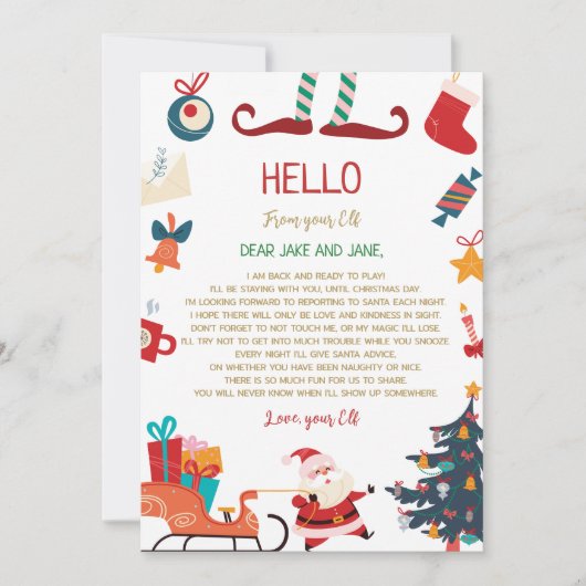 Hallo Uit de kerstbrief van Elf Kaart (Voorkant)